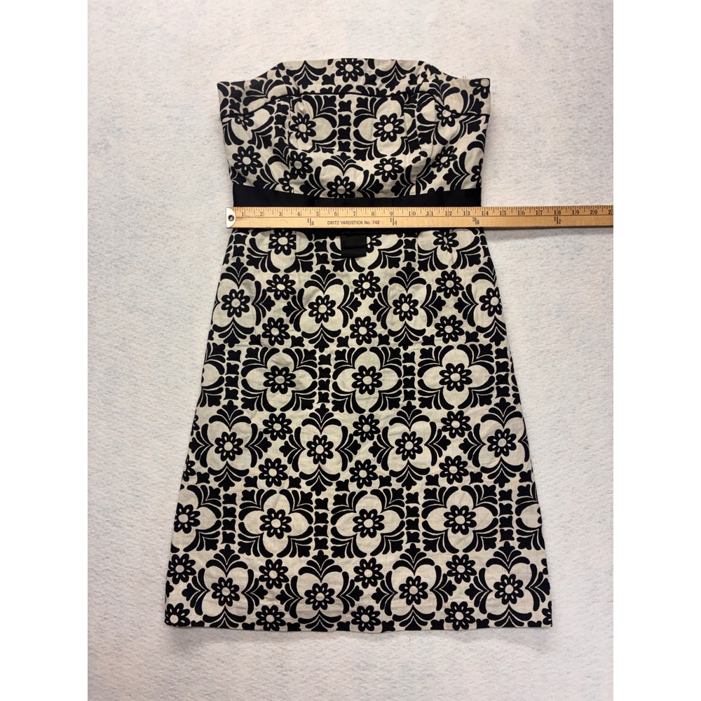 Lilly Pulitzer Modern Strapless Dress Preppy Coquette Floral Bow - 2 Black Cream
